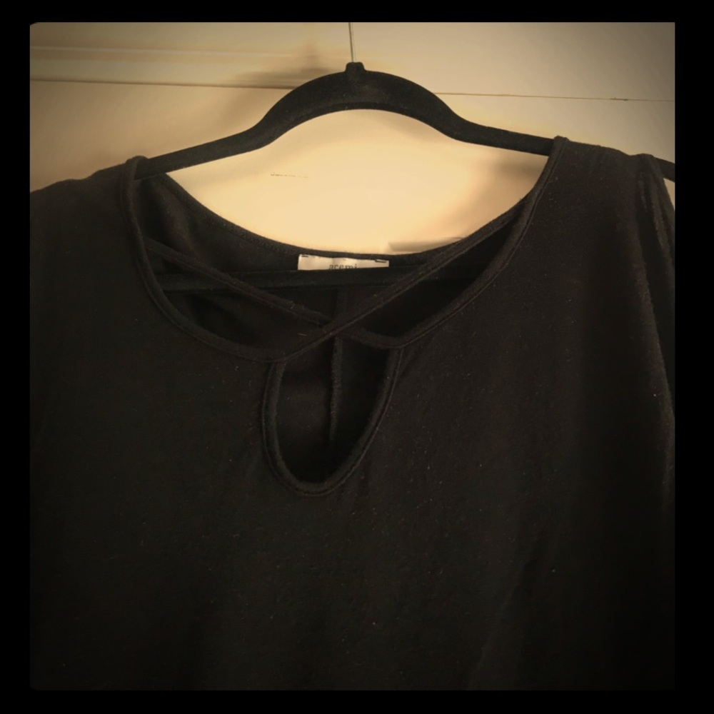 Black Flowy Open Shoulder Top